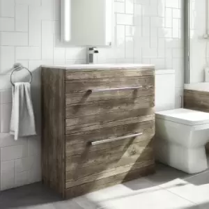 800mm Wood Effect Freestanding Vanity Unit with Basin - Ashford