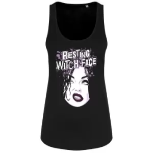 Grindstore Womens/Ladies Halloween Resting Witch Face Floaty Tank (XXL) (Black)