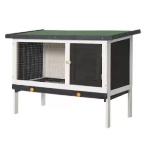 Pawhut Wooden Rabbit Hutch Bunny Cage W/ Openable Roof For Outdoors - Black