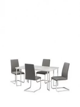 Julian Bowen Positano 150 Cm Marble Effect Dining Table + 4 Roma Chairs