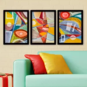 3SC22 Multicolor Decorative Framed Painting (3 Pieces)