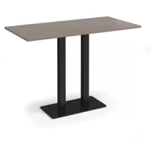 Eros rectangular poseur table with flat Black rectangular base and twin uprights 1600mm x 800mm - barcelona walnut