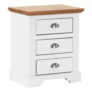 Seconique Toledo 3 Drawer Bedside - White/Oak Effect