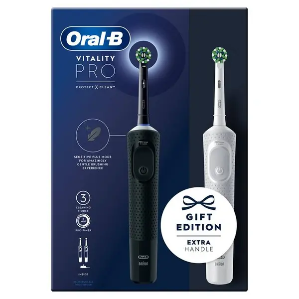 Oral B Vitality Pro Duo Black & White Electric Toothbrush 2Pcs