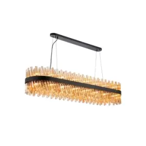 Lysander 36 Light G9, Ceiling Pendant Oblong, Satin Black, Amber Item Weight: 33.98kg