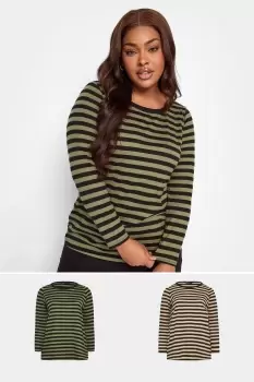 2 Pack Stripe Print Long Sleeve T-Shirts