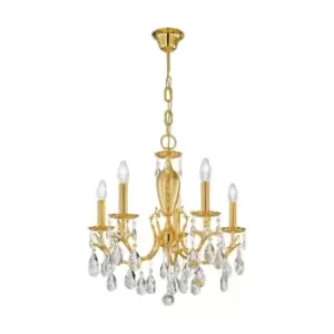 Victoria Classic Crystal 5 Arm Chandelier Polished Gold, 5x E14