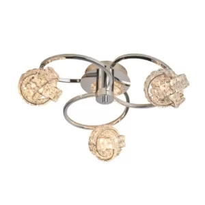 Talia 3 Light Semi flush Chrome, Crystal (K5) Glass, G9