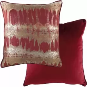 Inca Textured Piped Edge Cushion Cover, Burgundy, 43 x 43cm - Evans Lichfield