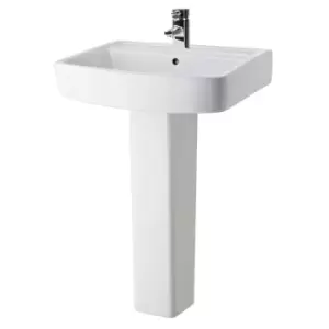 Nuie Bliss 600mm Basin & Pedestal - White