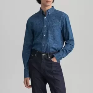 Leaf Print Cotton Shirt in Regular Fit