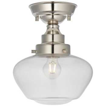 Merano Finale Semi Flush Ceiling Light Bright Nickel Plate & Clear Glass