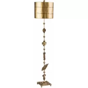 Loops - Floor Lamp Hand Painted Gold Leaf Silhouettes Shade Inc Aged Gold LED E27 100W