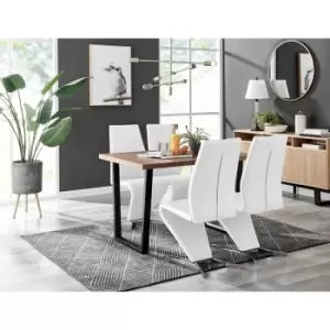 Kylo Brown Wood Effect Dining Table & 4 White Willow Chairs - White