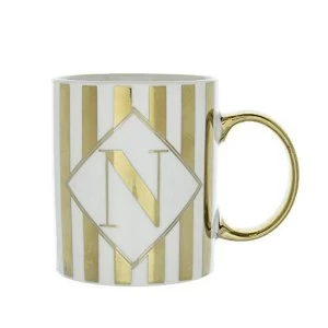 Mug Initial N Patterned Gold