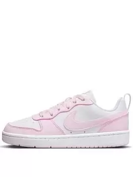 Nike Older Girls Court Borough Low Recraft Trainers, White/Pink, Size 3 Older