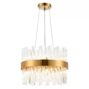 Luminosa Kalih 10 Light G9, Ceiling Pendant Round, Brass, Clear