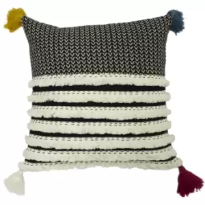 Rhia Herringbone Cushion Monochrome, Monochrome / 45 x 45cm / Polyester Filled