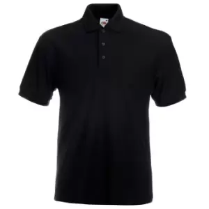 Fruit Of The Loom Mens 65/35 Heavyweight Pique Short Sleeve Polo Shirt (M) (Black)