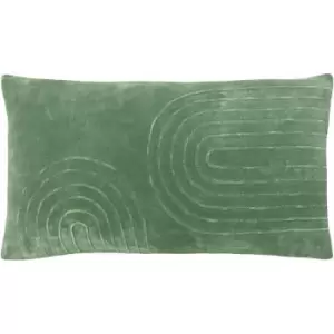 Mangata Linear Pleated 100% Cotton Cushion Cover, Eucalyptus, 30 x 60 Cm - Furn