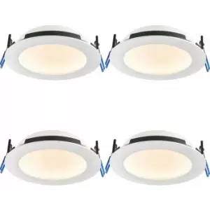 4 pack Anti-Glare Recessed IP65 Ceiling Downlight - 15W cct LED - Matt White