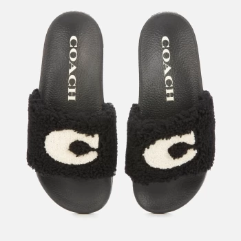 Coach Womens Ulla Shearling Slide Sandals - Black - UK 7