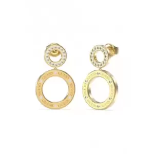 Circle Lights 32mm Logo Crystals Gold Earrings UBE03169YG