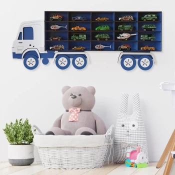 Kamyon - Blue, White White Blue Decorative MDF Wall Shelf