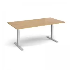 Elev8 Touch boardroom table 2000mm x 1000mm - silver frame and oak top