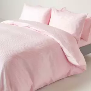 Pink Egyptian Cotton Duvet Cover Set 330 Thread Count, Double - Pink - Pink - Homescapes