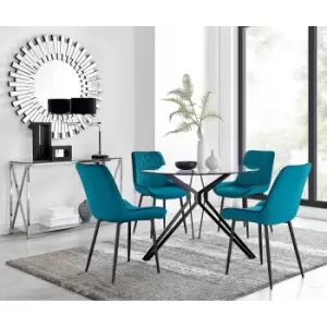 Furniture Box Cascina Dining Table and 4 Blue Pesaro Black Leg Chairs