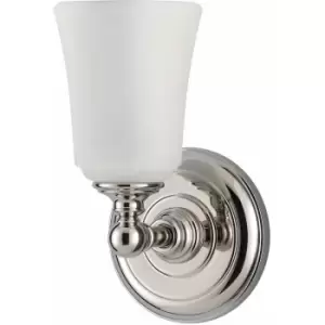 Loops - IP44 Wall Light Opal Etched Glass Mount Up or Down Polished Chrome LED G9 3.5W