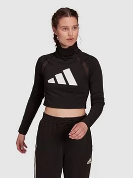 adidas Women In Power Long Sleeve Tee - Black, Size S, Women