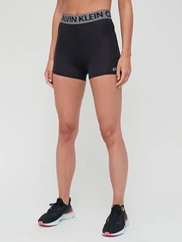 Calvin Klein Performance Logo High Waist Tight Cycle Shorts - Black, Size L, Women