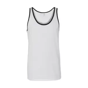 Canvas Adults Unisex Jersey Sleeveless Tank Top (L) (White/Black)