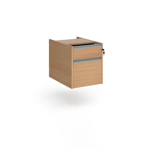 Contract 2 Drawer Fixed Pedestal with Silver Handles - White