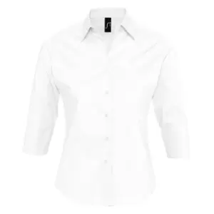 SOLS Womens/Ladies Effect 3/4 Sleeve Fitted Work Shirt (S) (White)