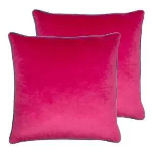 Paoletti Meridian Twin Pack Polyester Filled Cushions Raspberry/Teal