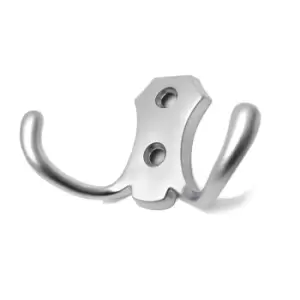 GTV Small Double Coat Hanger Hook Door Wall Bath BK24 Model - Colour Aluminium,