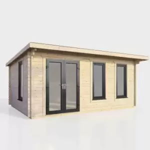 Power 18' x 10' Pent Log Cabin - Left Hand Doors