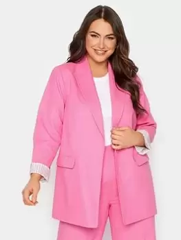 Yours Linen Tailored Blazer Pink, Size 28, Women