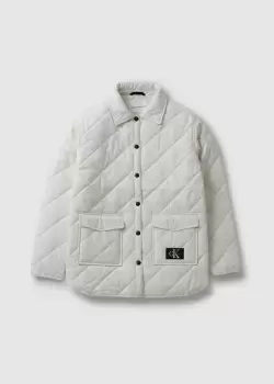 Calvin Klein Kids Quilted Wide Overshirt In Ivory