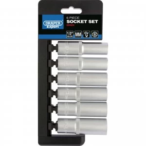 Draper Expert 6 Piece 1/2" Drive Deep Hex Socket Set Metric 1/2"