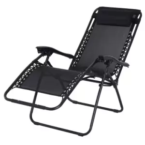 Outsunny Zero Gravity Lounger w/ Head Pillow - Black