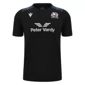 Macron Scotland Rugby Training 6 Nations Shirt 2023 2024 Adults - Black