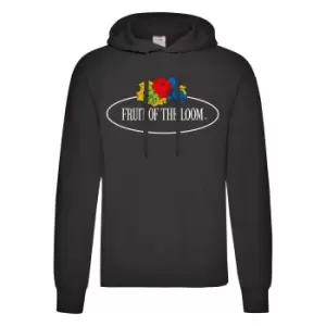 Fruit of the Loom Mens Vintage Big Logo Hoodie (XL) (Black)