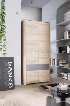 Large 2 Door Wardrobe Grey & Oak