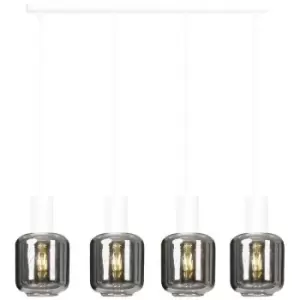 Emibig Ingvar White Bar Pendant Ceiling Light with Graphite Glass Shades, 4x E14