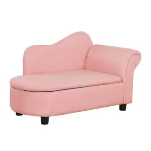 Homcom Kids Sofa Toddler Chair With Storage Compartment Eucalyptus Wood Pink