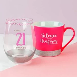 Girl Talk Mug & Stemless Glass - 21 Today/Hangover